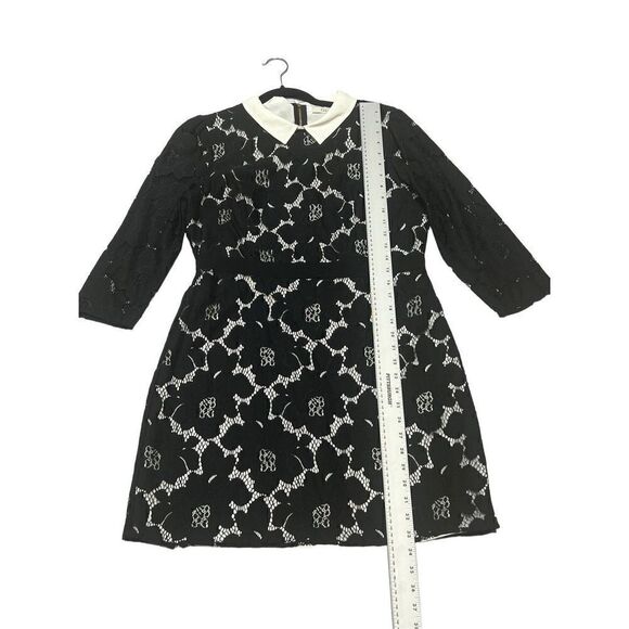 Oasis Womens 3/4 Sleeve Lined Collar Lace Pencil Mini Dress White Black Size 14 - Picture 7 of 7